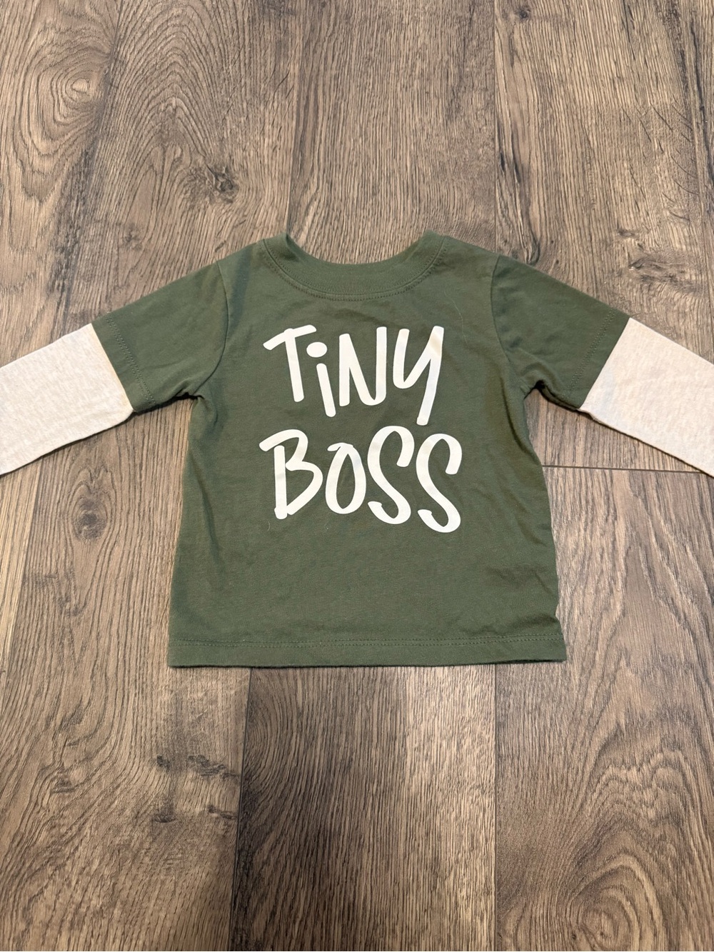 Garanimals Olive Green 'Tiny Boss' Long Sleeve Layered-Look Tee